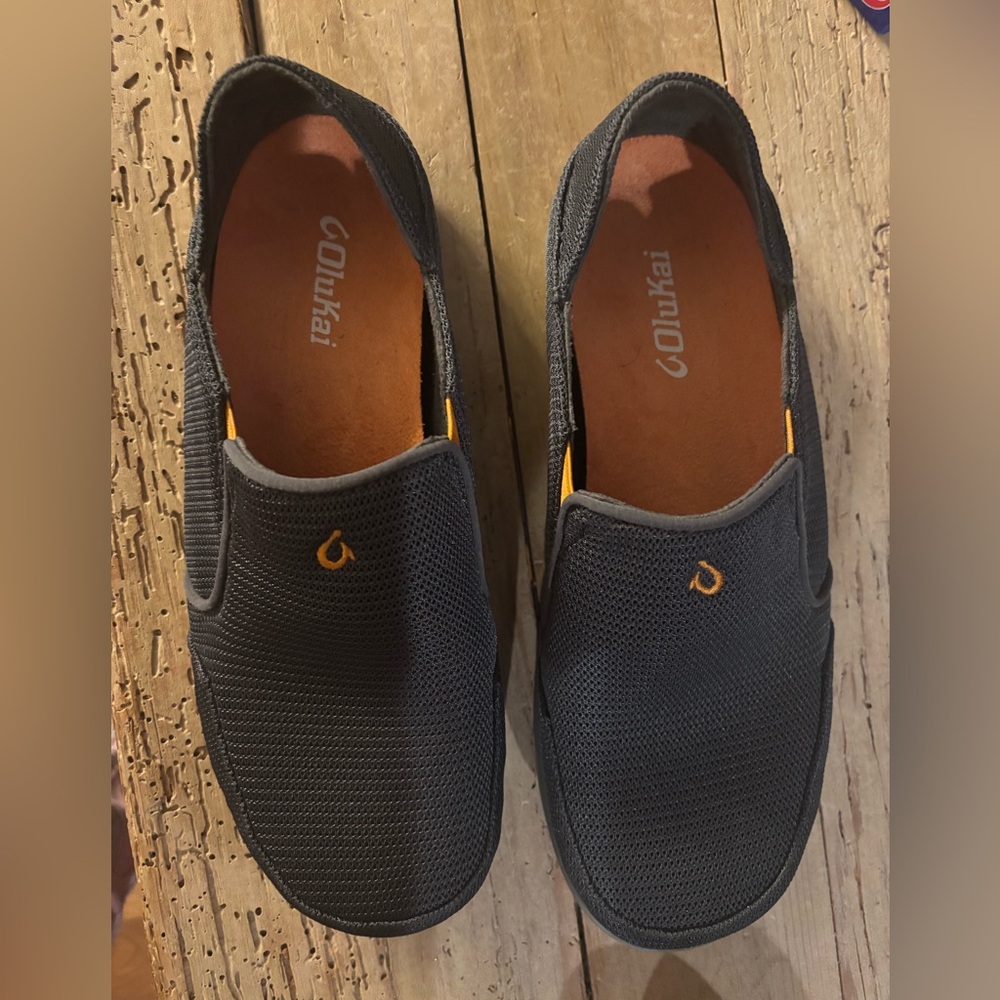 OluKai Men's Gray Slip-On Loafers